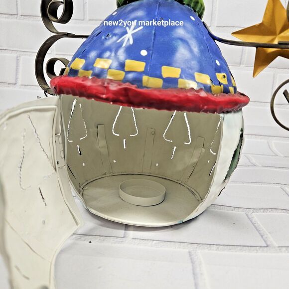 Whimsical Metal Snowman Candle Lantern Holder Holiday Christmas Decor 13” Tall - Picture 11 of 16